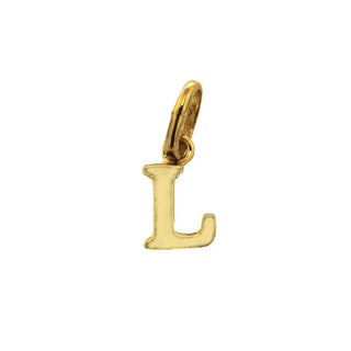18K Solid Yellow Gold Small L Initial Letter Pendants