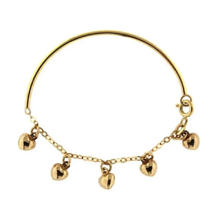 18K Solid Yellow Gold Heart Charm Baby Bangle Bracelet