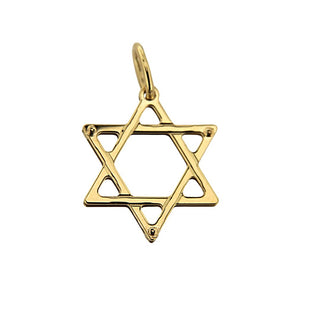 18k Two-Tone Solid Gold Reversible Star of David Pendant ,yellow side