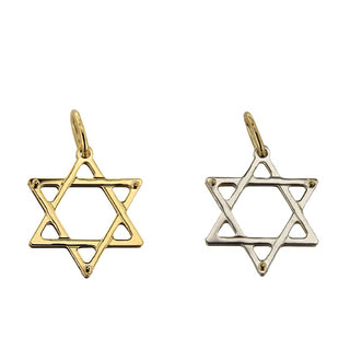 18k Two-Tone Solid Gold Reversible Star of David Pendant showing the 2 sides
