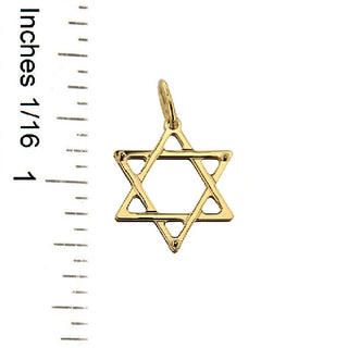18k Two-Tone Solid Gold Reversible Star of David Pendant with ruler