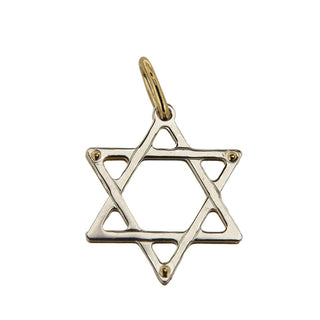 18k Two-Tone Solid Gold Reversible Star of David Pendant, white side