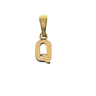 18K Solid Yellow Gold Small Q  Initial Letter Pendants