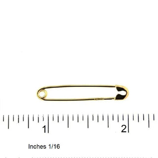 18K Solid Yellow Gold Large Safety Pin 1.30 inch with ruler