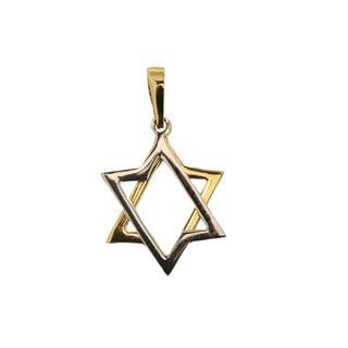 18K Two-Tone Solid Gold Star of David Polished Pendant