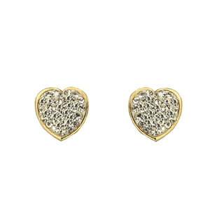 18K Yellow Gold Cubic Zirconia Pave Heart Screwback Earring