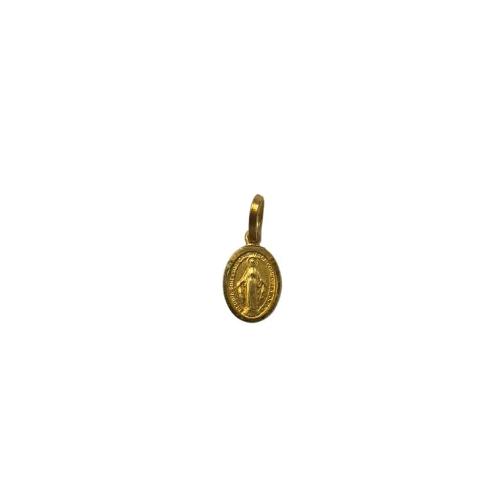 18k Solid Gold Mini Miraculous Medal With Polished Border – Amalia J 