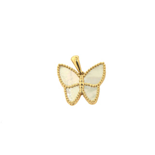 18K Solid Yellow Gold Mother of Pearl  Butterfly Pendant - Amalia J & Boutique