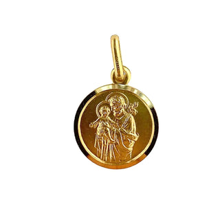 18K Solid Yellow Gold Round St. Joseph’s Medal 13 mm