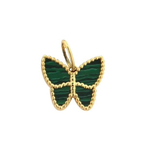 18 Karat Solid Yellow Gold Malachite Butterfly Pendant - Amalia J & Boutique