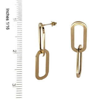 18K Solid Yellow Gold Large Paperclip Dangle Earrings , Amalia Jewelry