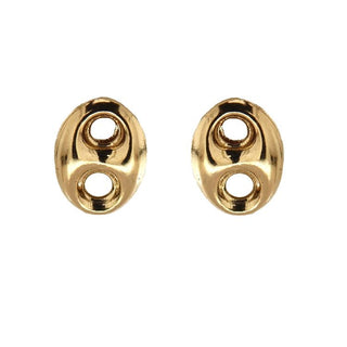 18k Solid yellow Gold Small Marine Link Post Earrings Amalia Jewelry