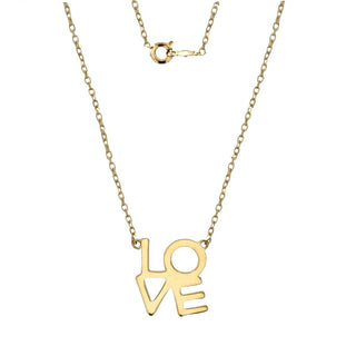 18K Solid Yellow Gold 'Love' Necklace and ruler
