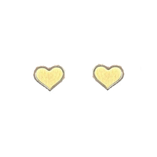 18K Two Tone Solid Gold Polished Heart Post Earrings