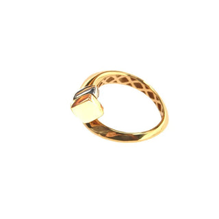 18K Solid Tri-Color Gold Polished Open Nail Design Ring