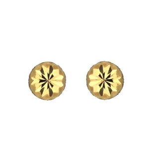 18K Solid Yellow Gold 4mm Diamond Cut Ball Covered Screwback Earrings , Amalia Jewelry