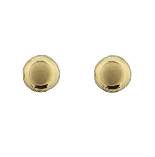 18K Solid Yellow Gold Puffy Circle button with Satin and polished covered screwback Earrings , Amalia Jewelry