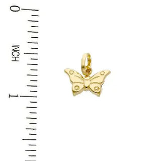 18k Solid Yellow Gold Tiny Puffy Butterfly Pendant