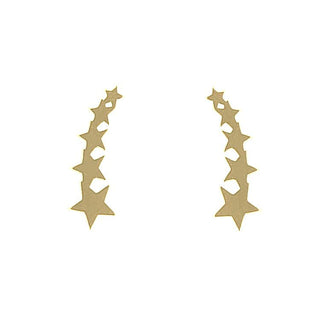 18K Solid Yellow Gold Small Stars Crawler Post Earrings , Amalia Jewelry