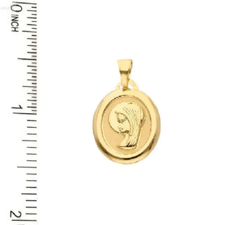 18K Solid Yellow Gold Polished Oval Virgin Girl Medal