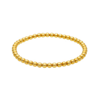 18K Solid Yellow Gold Polished 4mm Beads Elastic Bracelet