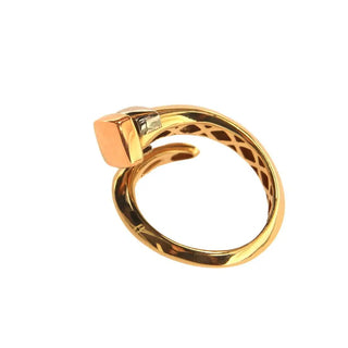 18K Solid Tri-Color Gold Polished Open Nail Design Ring