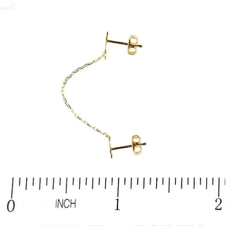 18K Solid Yellow Gold Polished Star and Moon Chained Earring (Copy)