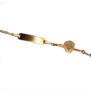 18K Solid Yellow Gold Polished Baseball Id Bracelet