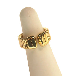 18K Solid Yellow Gold Wide and Open Tubogas Design Ring