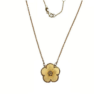 18K Solid Yellow Gold Reversible Flower Necklace.