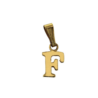 18K Solid Yellow Gold Small F Initial Letter Pendants