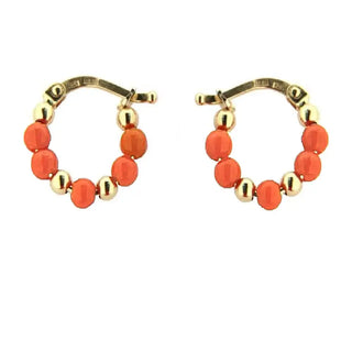 18K Yellow Gold Bead Hoop with Coral paste beads (11mm)