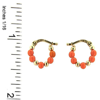 18K Yellow Gold Bead Hoop with Coral paste beads (11mm)