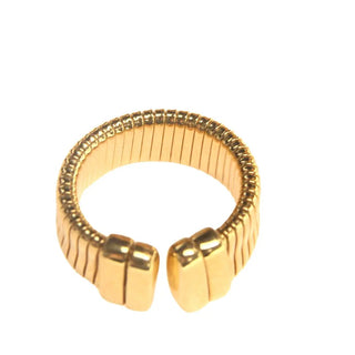 18K Solid Yellow Gold Wide and Open Tubogas Design Ring