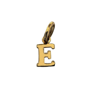 18K Solid Yellow Gold Small E Initial Letter Pendants
