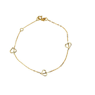 18K Solid Yellow Gold Open Hearts Cable Chain Bracelet - Amalia FJ & Boutique