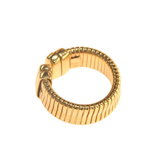 18K Solid Yellow Gold Wide and Open Tubogas Design Ring