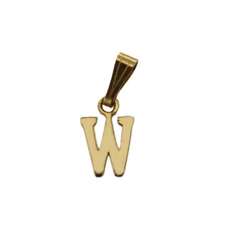 18K Solid Yellow Gold Small W Initial Letter Pendants