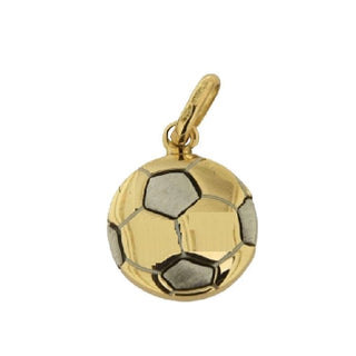 18K Solid Two Tone Gold Soccer Ball Pendant Amalia Jewelry