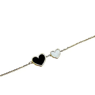 18k Yellow Gold Onyx and Mother of Pearl Heart Bracelet - Amalia J & Boutique