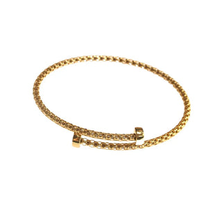 18K Solid Yellow Gold Double Nail Popcorn Bangle Bracelet