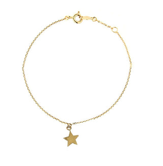 18K Solid Yellow Gold Center small Polished Star Bracelet