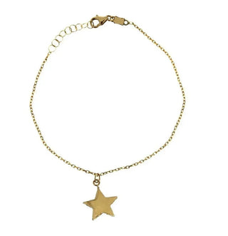 18K Solid Yellow Gold Center Dangle Star Anklet Bracelet