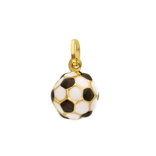 18K Solid Yellow Gold Black and White Soccer Ball Pendant