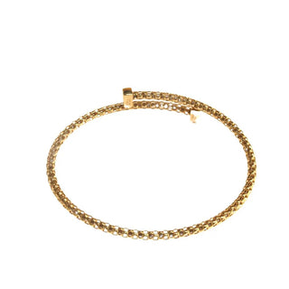 18K Solid Yellow Gold Double Nail Popcorn Bangle Bracelet