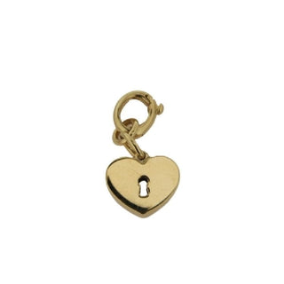 18K Solid Yellow Gold Heart shape Lock Pendant with Clasp , Amalia Jewelry