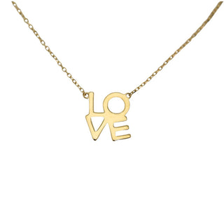 18K Solid Yellow Gold 'Love' Necklace