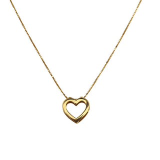 18K Solid Yellow Gold Small Open Heart Polished Pendant