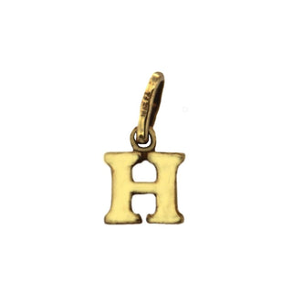 18K Solid Yellow Gold Small H Initial Letter Pendants
