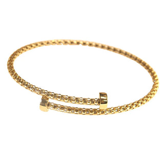 18K Solid Yellow Gold Double Nail Popcorn Bangle Bracelet